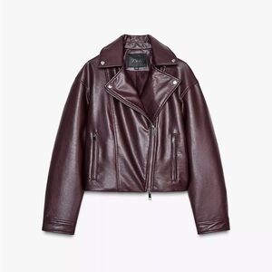 Zara Women's Deep Burgundy Leather Jacket